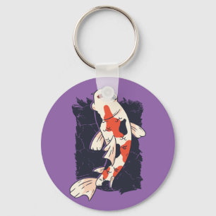 Cute Koi Fish with Red White Black Colours Keychain