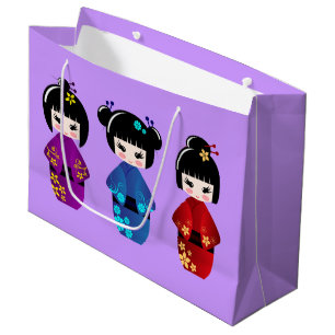 Cute kokeshi dolls cartoon girl large gift bag