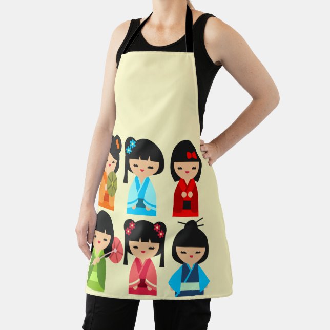Cute Kokeshi Japanese dolls Apron (Insitu)