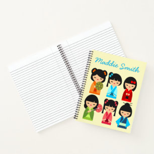 Cute Kokeshi Japanese dolls Notebook