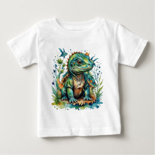 Cute Komodo dragon green big lizard Baby T-Shirt