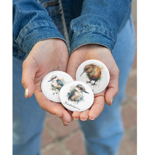 Cute Kookaburra on a Branch , custom 1 Inch Round Button