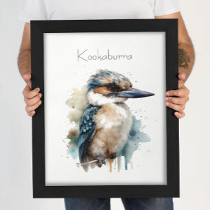 Cute Kookaburra on a branch customizable Poster