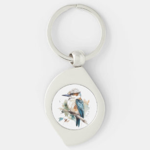 Cute Kookaburra on a branch painted in watercolor Keychain