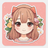 cute korean girl kawaii cartoon simple die cut sti