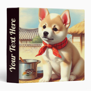 Cute Korean Jindo Dog Painting Binder