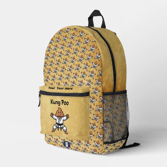 Cute Kung Poo Karate Printed Backpack (Back Corner Right)