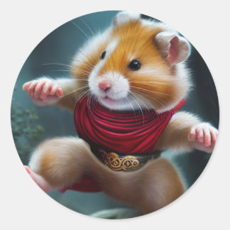 cute Kungfu Hamster Classic Round Sticker