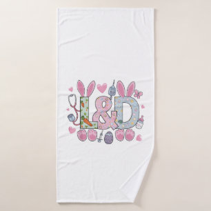 Cute L&D Labor and Delivery Nurse Easter Bunny Egg Bath Towel