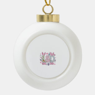 Cute L&D Labor and Delivery Nurse Easter Bunny Egg Ceramic Ball Christmas Ornament