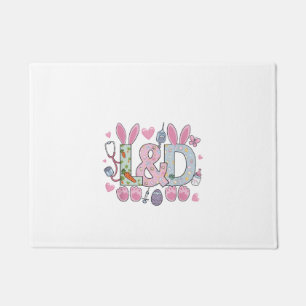 Cute L&D Labor and Delivery Nurse Easter Bunny Egg Doormat