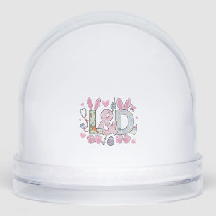Cute L&D Labor and Delivery Nurse Easter Bunny Egg Snowglobe