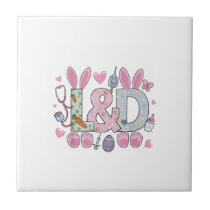 Cute L&D Labor and Delivery Nurse Easter Bunny Egg Tile