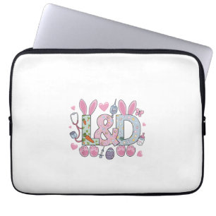 Cute L&D Labour and Delivery Nurse Easter Bunny Eg Laptop Sleeve