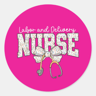 Cute Labor and Delivery Nurse Stethoscope Coquette Classic Round Sticker