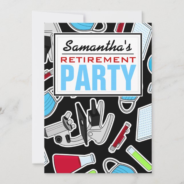Cute Laboratory Theme Retirement Party Invitation (Front)