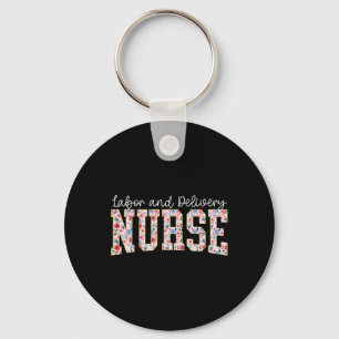 Cute Labour And Delivery Nurse Groovy Landd Nurse Keychain