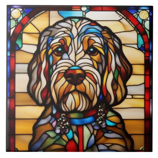 Cute Labradoodle Decorative Ceramic Tile (Front)