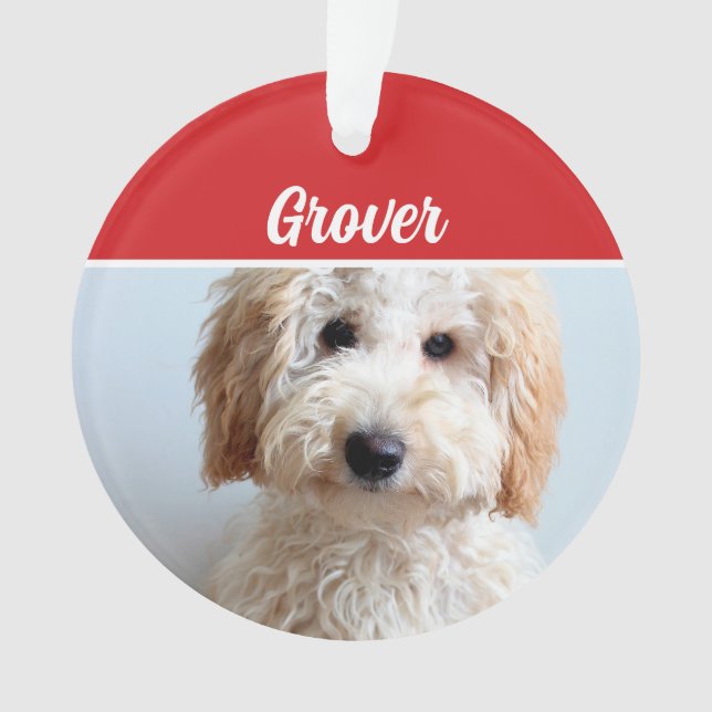 Cute Labradoodle Dog Holiday Christmas Photo Ornament (Front)