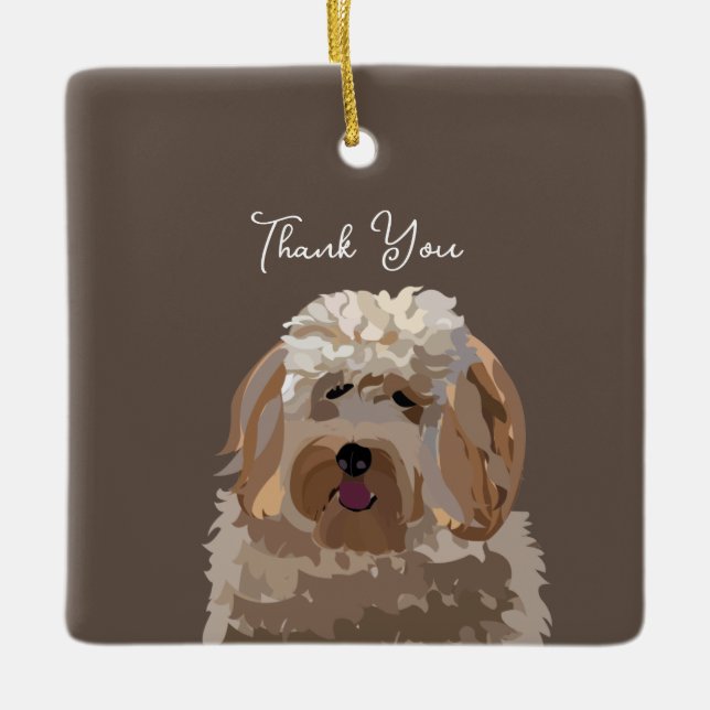 Cute Labradoodle Dog Personalized Ceramic Ornament (Front)