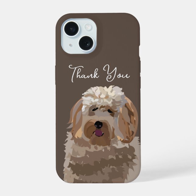 Cute Labradoodle Dog Personalized iPhone 15 Case (Back)