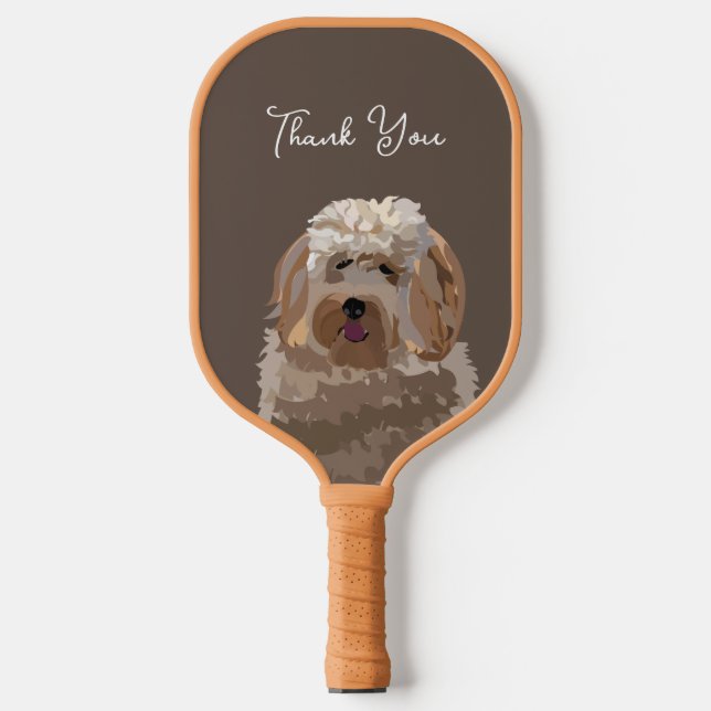 Cute Labradoodle Dog Personalized Pickleball Paddle (Front)