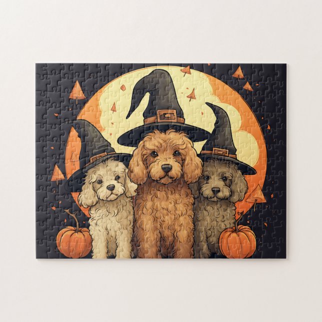 Cute Labradoodles Dog/Halloween Jigsaw Puzzle (Horizontal)