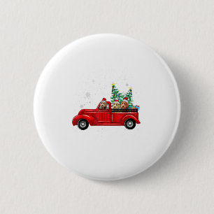 Cute Labradoodles Riding Red Truck To C 2 Inch Round Button