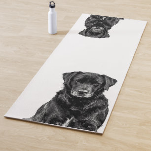 Cute Labrador Black Dog Puppy Pet Sketch 2 Sides Yoga Mat