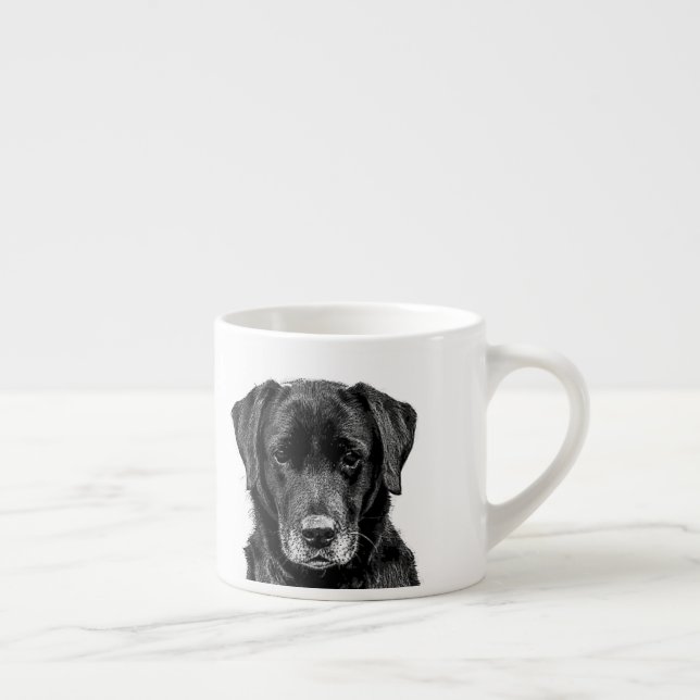 Cute Labrador Black Dog Puppy Pet Sketch Espresso Cup (Right)