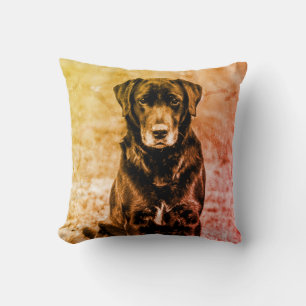 Cute Labrador Black Dog Puppy Pet Throw Pillow