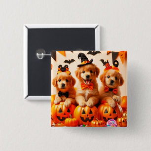 Cute labrador puppies halloween 2 inch square button