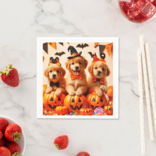 Cute labrador puppies halloween napkin