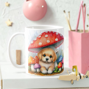 Cute Labrador Puppy Under Mushroom Umbrella Coffee Mug