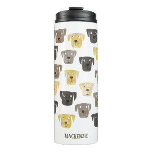 Cute Labrador Retriever Dog Art Custom Name Thermal Tumbler