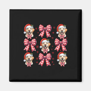 Cute Labrador Retriever Dog Red Plaid Coquette Bow Magnet