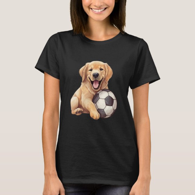 Cute Labrador Retriever Dog with a Soccer Ball Foo T-Shirt (Front)