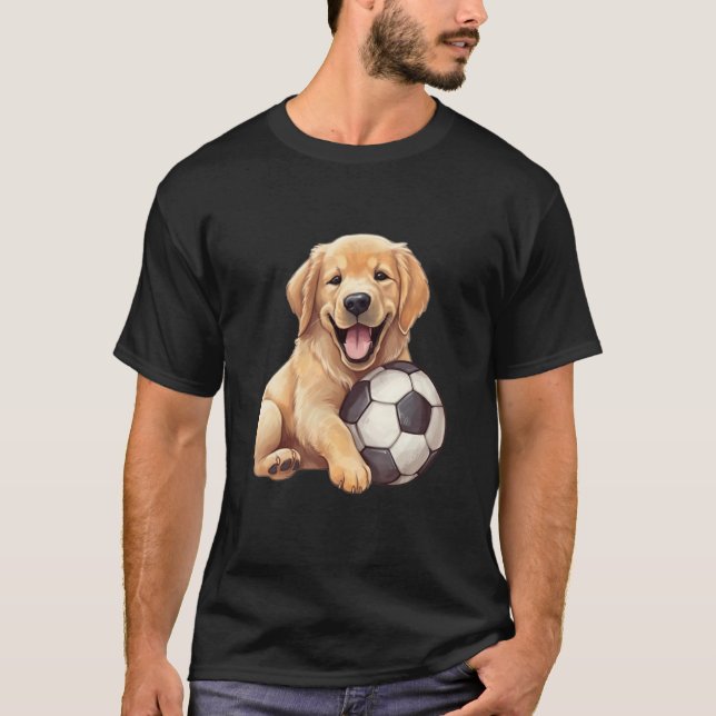 Cute Labrador Retriever Dog with a Soccer Ball Foo T-Shirt (Front)