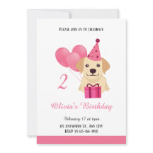 Cute Labrador Retriever Girl Birthday Invitation 