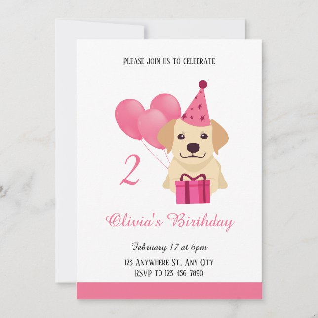 Cute Labrador Retriever Girl Invitation d'annivers (Devant)