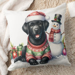 Cute Labrador Retriever Puppy Dog Christmas Throw Pillow<br><div class="desc">Introducing the perfect addition to your holiday decor - our Labrador Retriever Christmas pillows! Available in black, yellow, or chocolate labrador, these pillows are a must-have for any dog lover. Choose from cozy fireplace scenes, joyful puppies in the snow, or festive labrador dogs to make your living space feel warm...</div>