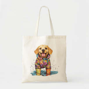 Cute Labrador Retriever Rain Puddle Tote Bag