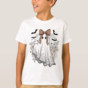 Cute Lace Ghost with Flowers and Bow - Vintage Hal T-Shirt