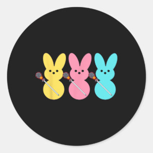 Cute Lacrosse Player Bunny Kids Boys Easter Lacros Classic Round Sticker