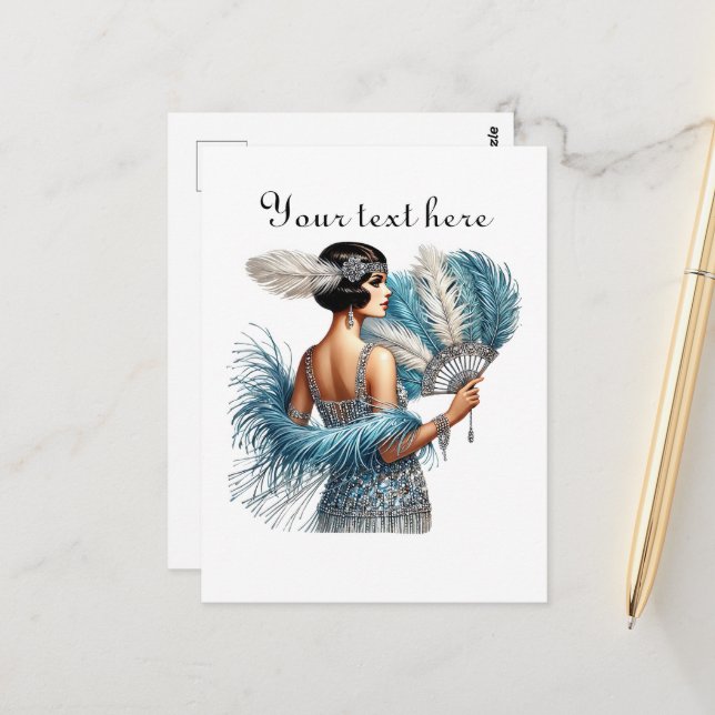 Cute lady add text  postcard (Front/Back In Situ)