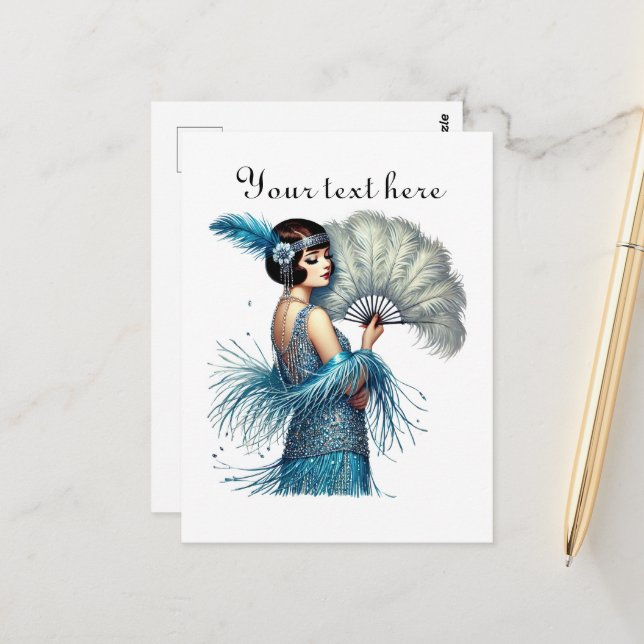 Cute lady add text  postcard (Front/Back In Situ)