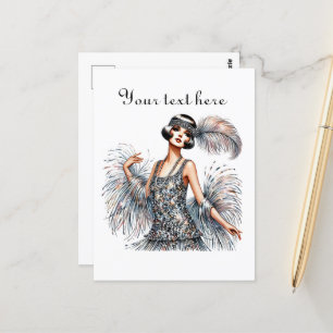 Cute lady add text  postcard