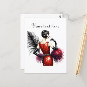 Cute lady add text  postcard
