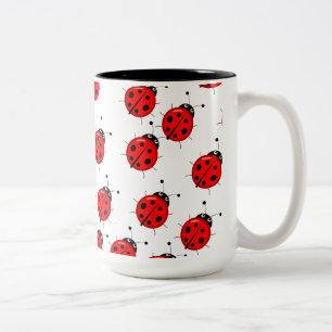 Cute Lady Bug Coffee Mug-Customizable Sizes Two-Tone Coffee Mug