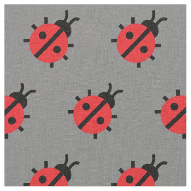 Cute Lady Bug Kid Baby Nursery Bug Insect Grey Fabric (Close Up)